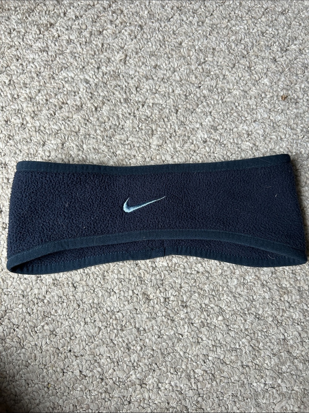 Nike Black Fleece Earwarmer Headband with Light Blue Swoosh